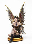 9.38 Inch Sitting Aviator Steampunk Winged Fairy Statue Figurine