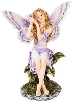 Meadowland Purple Fairy Sitting Statue Polyresin Figurine Home Decor