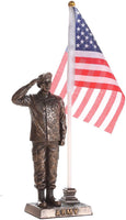 Pacific Giftware US Army Cold Cast Bronze Army Officer Salute Stars and Stripes Honoring America's Finest Desktop Collectible Pen Holder