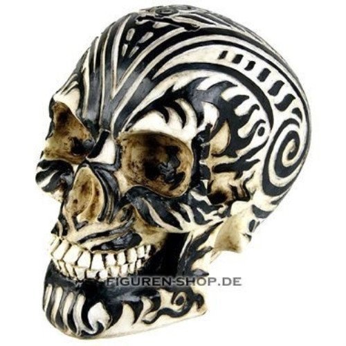 Celtic Knotwork Tribal Tattoo Skull Money Bank Statue Figurine Handpainted Resin