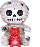 SUMMIT COLLECTION Furrybones Mummy Signature Skeleton in White Bandaged Egyptian Corpse Costume with a Red Gummy Bear