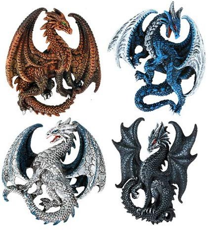 Dragon's Lair Ruth Thompson Set of 4 Collectible Sculptural Dragons Refrigerator Magnets Gift Decor