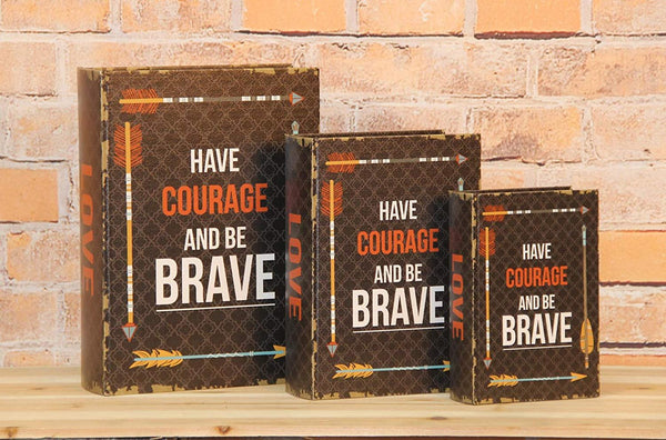 Pacific Giftware Have Courage And Be Brave Decorative Book Boxes Diversion Safe Set of 3