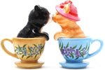 Pacific Giftware Kissing Kittens Cats in Tea Cup Magnetic Salt and Pepper Shaker Set