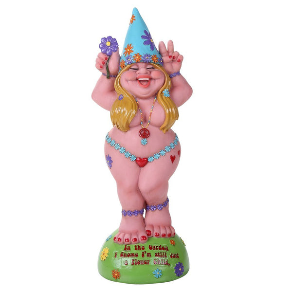 Pacific Giftware Hippie Lady Gnome Flower Child Garden Gnome Statue 12H