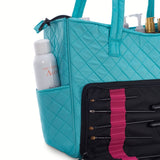 KIOTA Beauty Bag - Ideal for Bottles - Makeup Brush Storage Pocket and Outer Pockets - Quilted Finish Shoulder Bag Cosmetic Organizer
