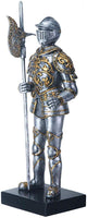 YTC 13.5" Silver and Gold Color Standing On Guard French Knight Figurine