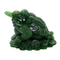 Feng Shui Jade Toad Frog Statue Money Fengshui Coins