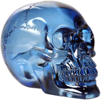 Crystal Clear Blue Skull Solid Resin 5 Inch Tall