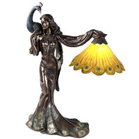 Decorative Art Nouveau Elegant Peacock Goddess Table Lamp LED 18.5 Inch
