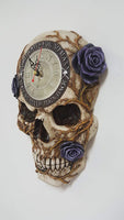 Skull Bone Wall Clock Time Waits For No Man Gothic Wall Art