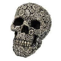 Pacific Giftware Skull Engraved with Floral Patterns Collectible Desktop Figurine Gift 6 Inch