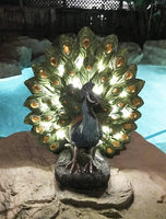 Pacific Giftware Majestic Peacock Dance Opening Feathers LED Lighted Decorative Indoor Outdoor Statue 12 Inch