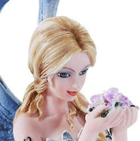 4.75 Inch Fairyland Blue Winged Fairy with Flowers Statue Figurine (4.5)