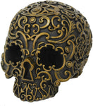 Pacific Giftware Black and Gold Skull Head Resin Figurine Statues