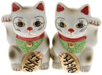 Japanese Maneki Neko - Magnetized Ceramic Salt & Pepper Shakers