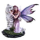 Pacific Giftware Large Gentle Fairy with Beautiful Wings Embracing White Tiger Collectible 14 Inch Figurine