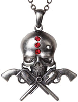 Pacific Giftware Gunslinger Skull Gun Lover Unisex Lead Free Alloy Necklace