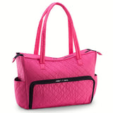 KIOTA Beauty Bag - Ideal for Bottles - Makeup Brush Storage Pocket and Outer Pockets - Quilted Finish Shoulder Bag Cosmetic Organizer