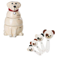 Dog Ceramic Measuring Cup and Spoon Set Kitchen Decor Labrador Puppy