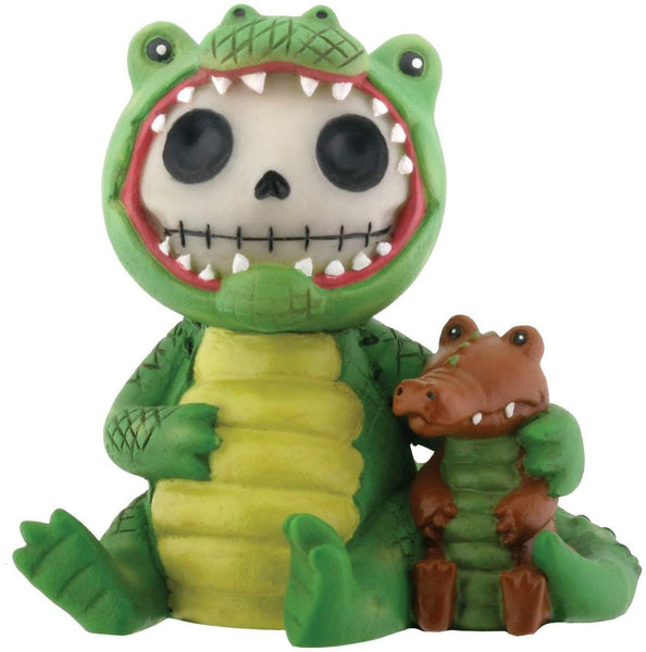 SUMMIT COLLECTION Furrybones Chompsy Signature Skeleton in Green Crocodile Costume with Tiny Crocodile Buddy