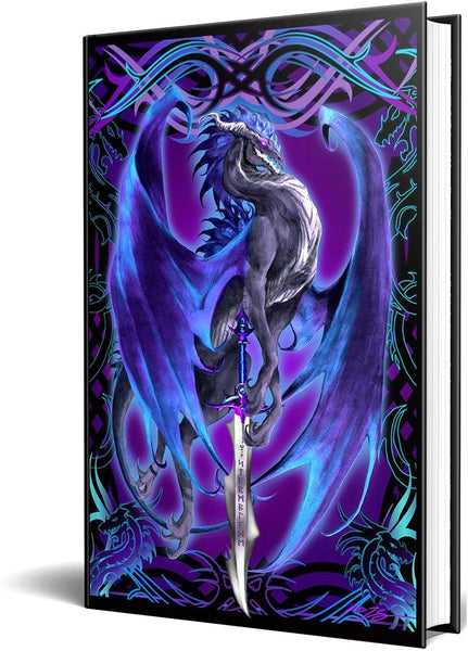 Dragon Fantasy Storm Blade Purple Dragon Embossed Journal Diary Notebook with Strip 6" X 8"