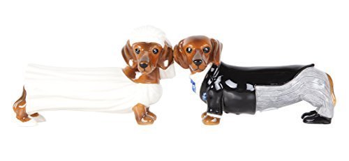 Pacific Giftware Lovely Wedding Bride and Groom Doxies Salt and Pepper Shaker Set Cute Dachshund Wiener Dog Tabletop Decoration SP Set