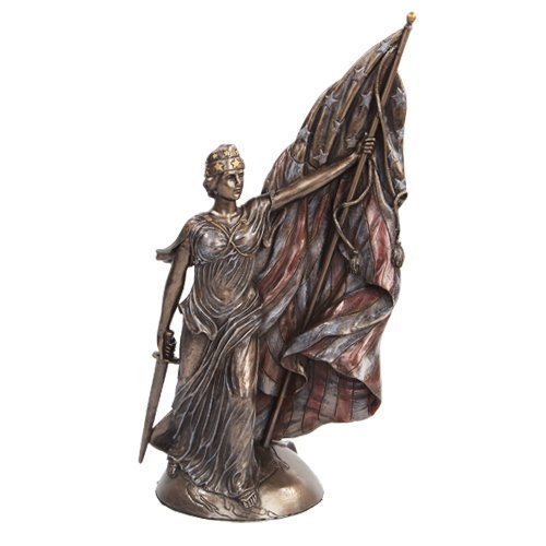 PTC 10.5 Inch Bronze Colored Columbia Calls Woman with Sword Figurine