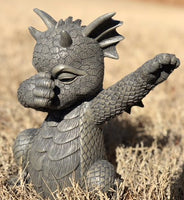 Hip-Hop Dabbing Dancing Dragon Garden Display Decorative Accent Sculpture Stone Finish 10 Inch Tall
