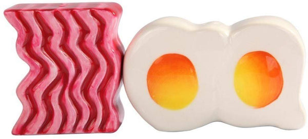 Attractives Magnetic Ceramic Salt Pepper Shakers Bacon and Egg