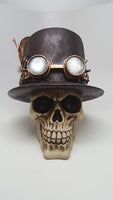 Pacific Giftware Steampunk Feathered Top Hat Skull with Steampunk Goggles Collectible Figurine Skull Decor