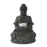 PTC 8.5 Inch Resin Meditating Buddha with Lotus Candle Holder Figurine