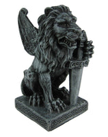 Roaring Lion Gargoyle W/ Sword Statue Figure