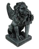 Roaring Lion Gargoyle W/ Sword Statue Figure