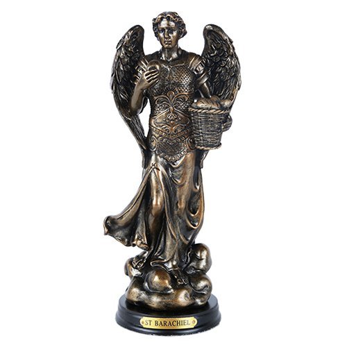 Pacific Giftware St. Barachiel Archangel Blessings from God Figurine 8 Inch Tall Wooden Base with Brass Name Plate