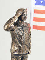 Pacific Giftware US Army Cold Cast Bronze Army Officer Salute Stars and Stripes Honoring America's Finest Desktop Collectible Pen Holder