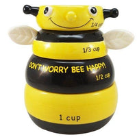 Happy Bee Ceramic Measuring Cup and Spoon Set Kitchen Decor