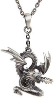 WINGED FIRE SERPENT DRAGON NECKLACE PENDANT PEWTER ALLOY