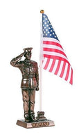 USMC Cold Cast Bronze Marine Officer Salute Stars and Stripes Honoring...