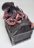 Decorative Davy Jones Locker Treasure Chest with Octopus Collectible Trinket Box 5 Inches