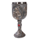 Medieval Knight Wine Goblet Made of Polyresin With Stainless Steel Rim