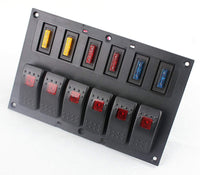 12V 6 Gang Car Boat Switch Panel Waterproof Auto Fuses With LED Indicators Rocker IP68
