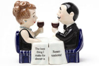 "Reservation" Magnetic Ceramic Salt and Pepper Shaker Set Wedding Anniversary