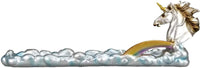 Botega Distributing Metallic Unicorn Horse with Colorful Rainbow Clouds Stick Incense Burner Holder