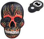 Flamed Hell Skull Magnet Bottle Opener Figurine Made of Polyresin