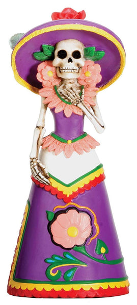 Dod Purple Senorita Mexican Traditional Skeleton Sculpture