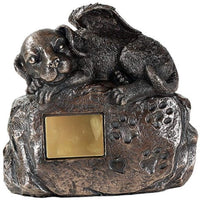 Pet Memorial Angel Dog Cremation Urn Bronze Finish Bottom Load 45 Cubic Inch