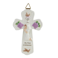 Pacific Giftware My First Communion Little Girl Cross Statue Fine, Porcelain Figurine, 6.75" W