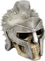 PTC 5 Inch Spiked Helmet Warrior Skeleton Skull Resin Statue Figurine