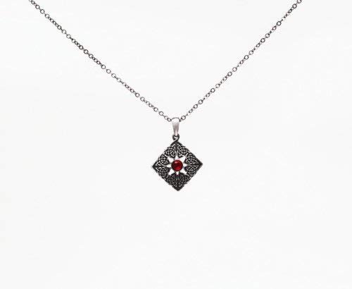Mystica Collection Jewelry Necklace - Square with Red Gem